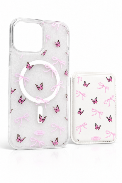 Bow Print MagSafe Wallet iPhone 16 Pro Case