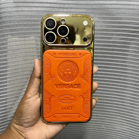 Premium Embossed Leather Logo iPhone 16 Pro Case