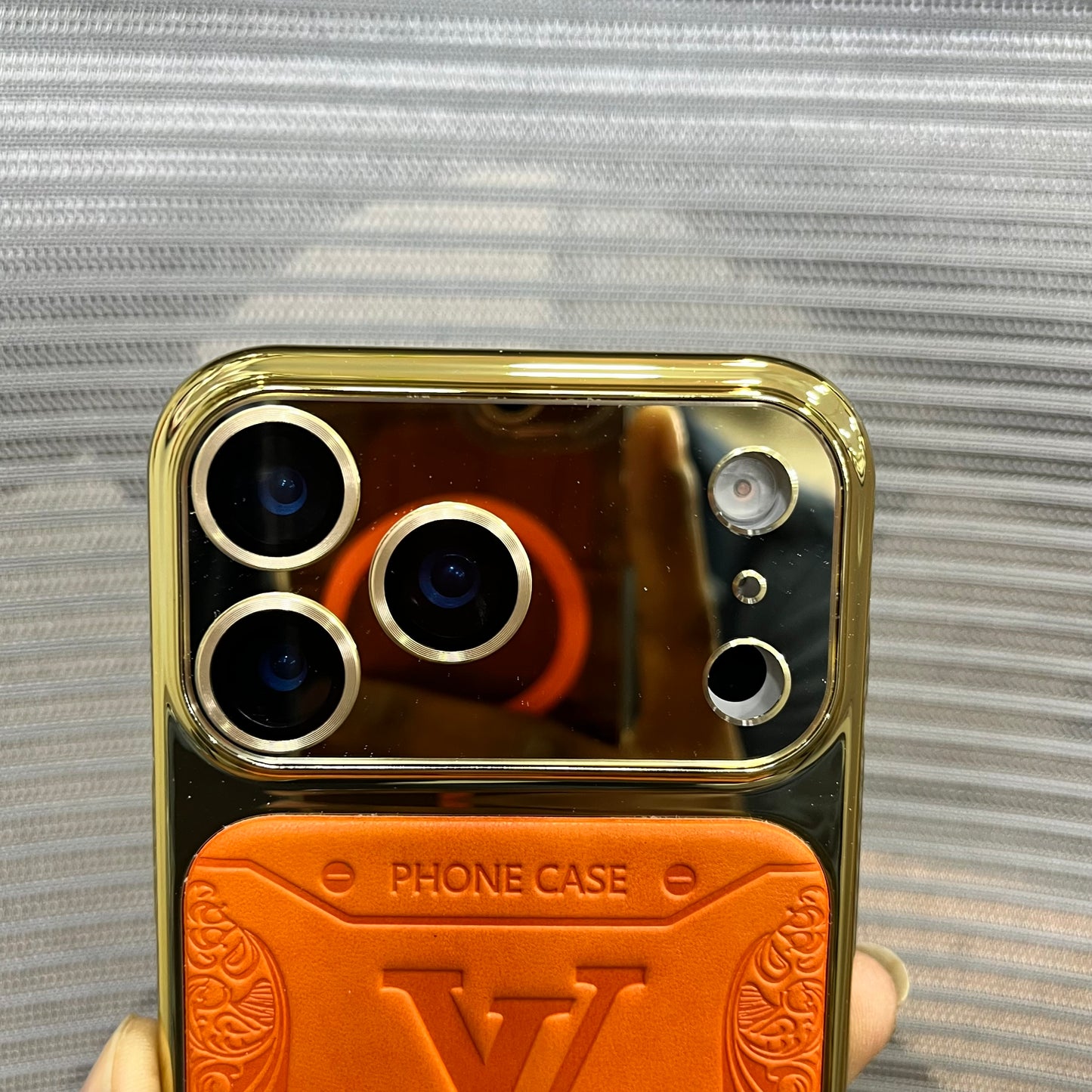 Premium Embossed Leather Logo iPhone 17 Pro Case