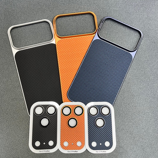 Premium Carbon Fiber Metal Plate iPhone 17 Pro Case