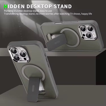 Protective Matte Tinted Magsafe Color Border Case with Stand for iPhone