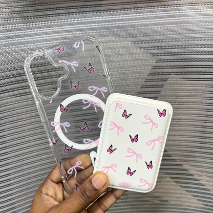 Bow Print MagSafe Wallet iPhone 16 Case
