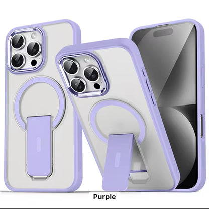 Protective Matte Tinted Magsafe Color Border Case with Stand for iPhone