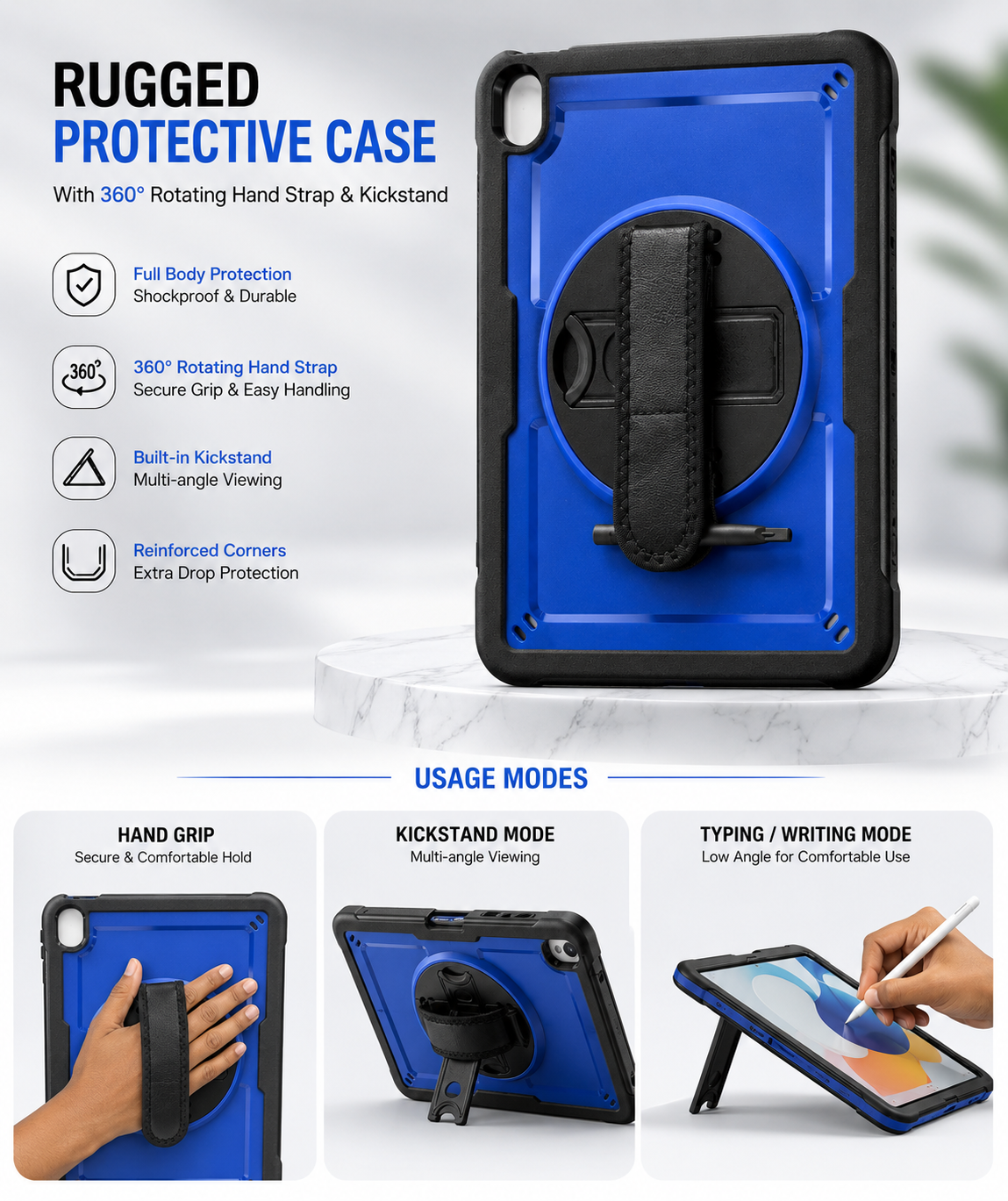 Rugged Dual Layer iPad Back Case with Kickstand