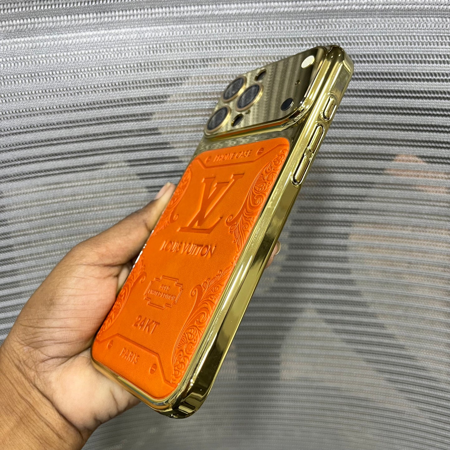 Premium Embossed Leather Logo iPhone 16 Pro Case