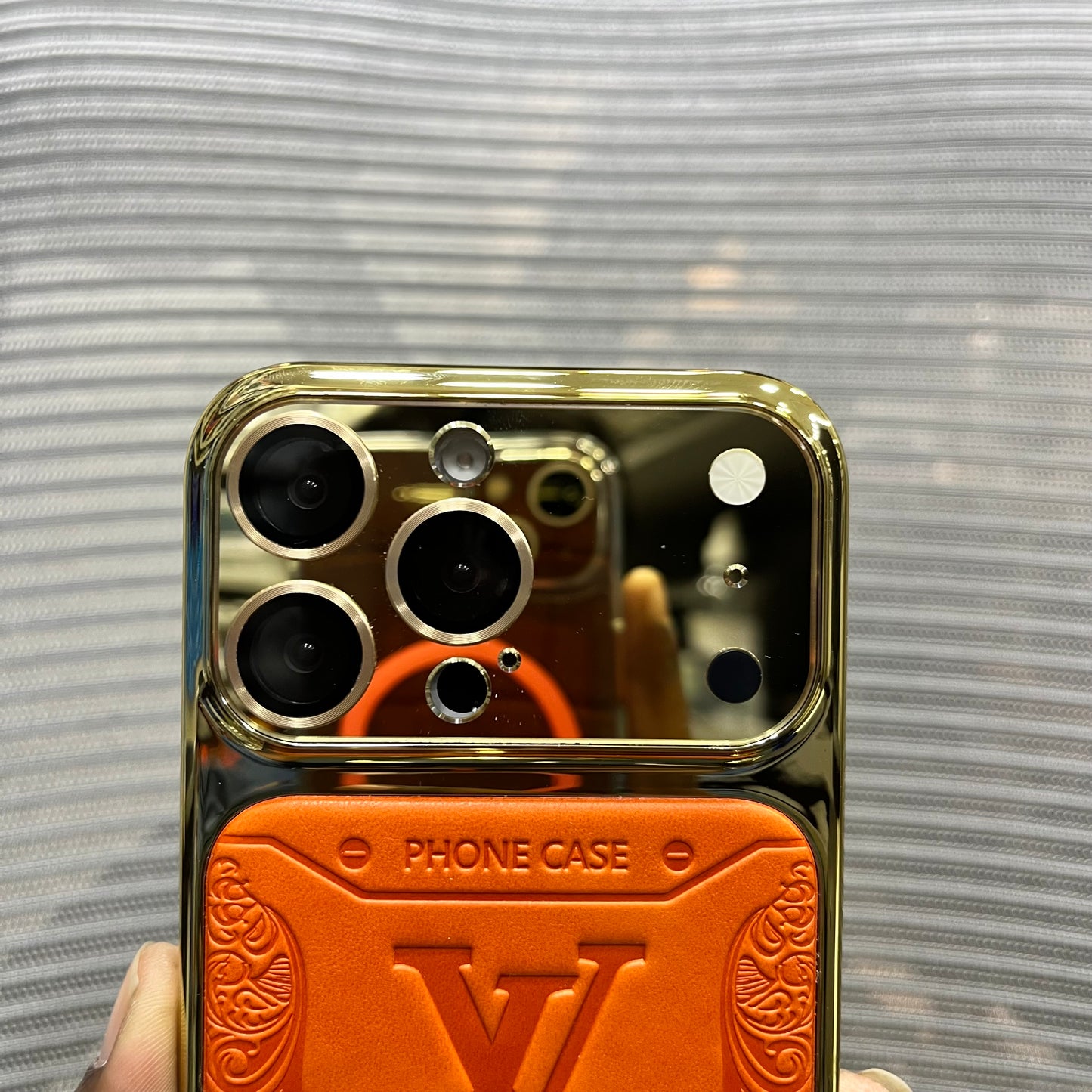 Premium Embossed Leather Logo iPhone 16 Pro Case