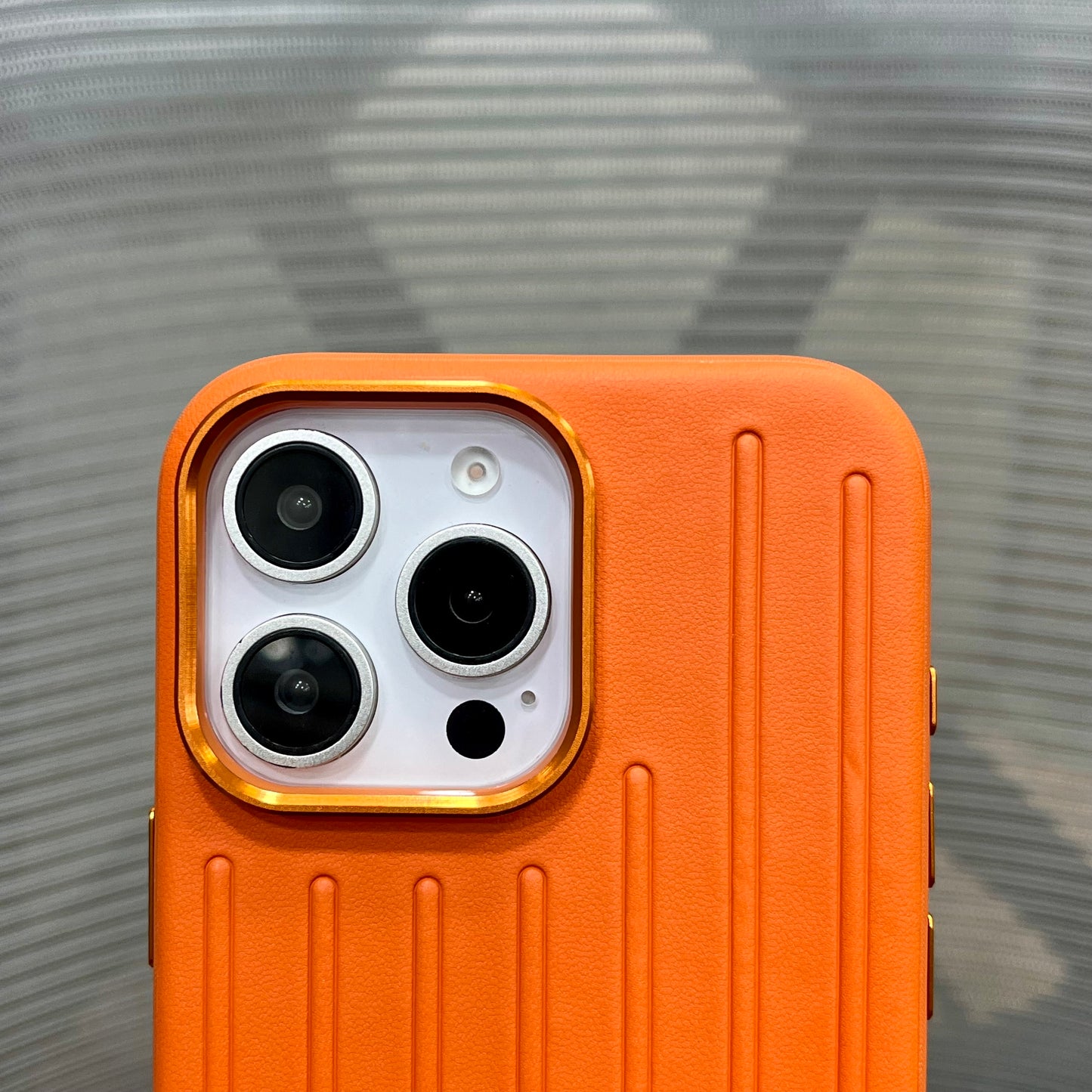Premium Stripe Leather Logo iPhone 16 Series Case