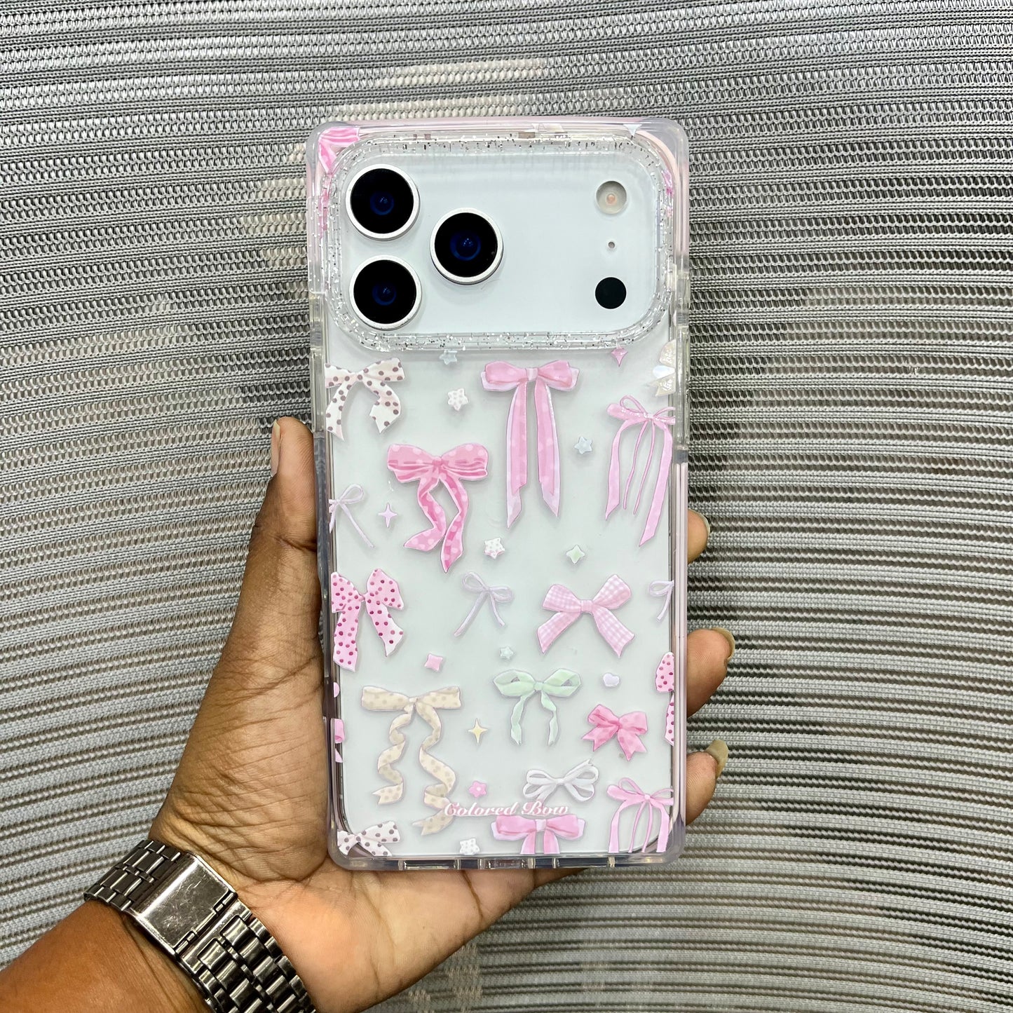 Glitter Bow Printed iPhone 17 Pro Max Case