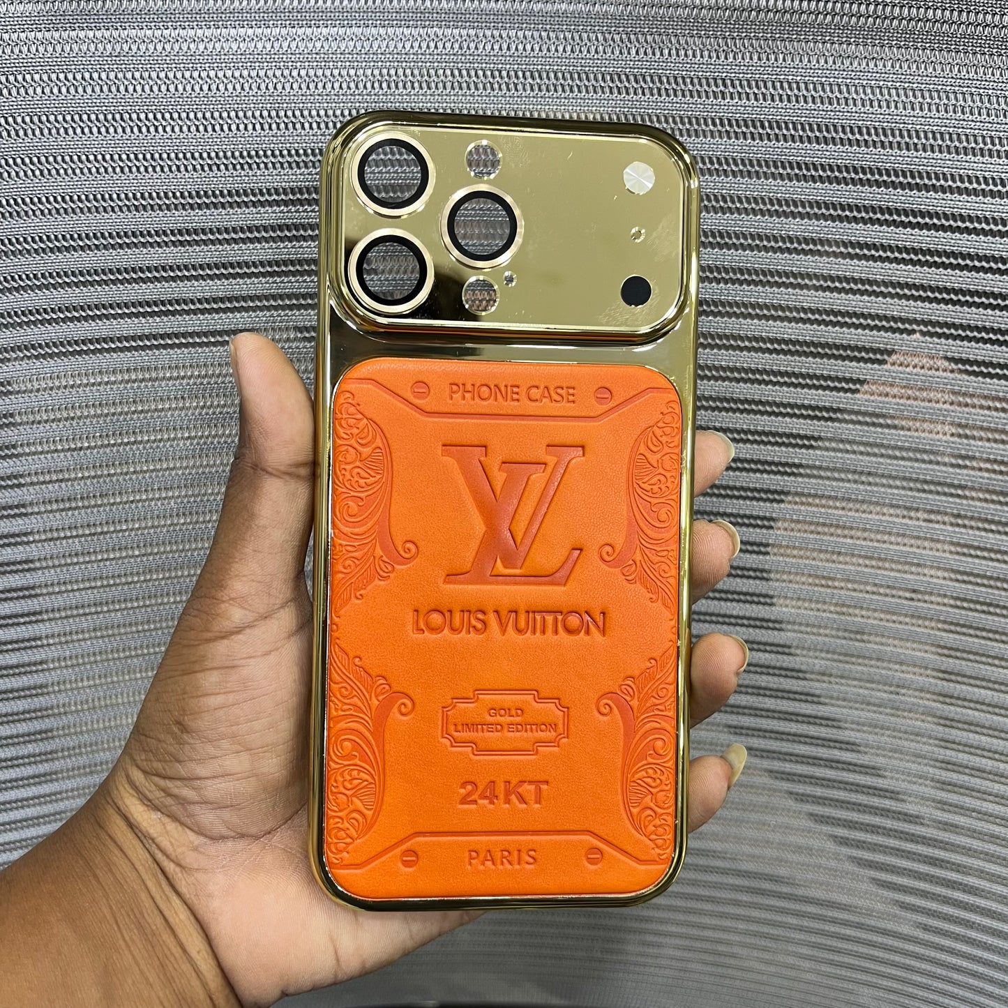 Premium Embossed Leather Logo iPhone 16 Pro Case