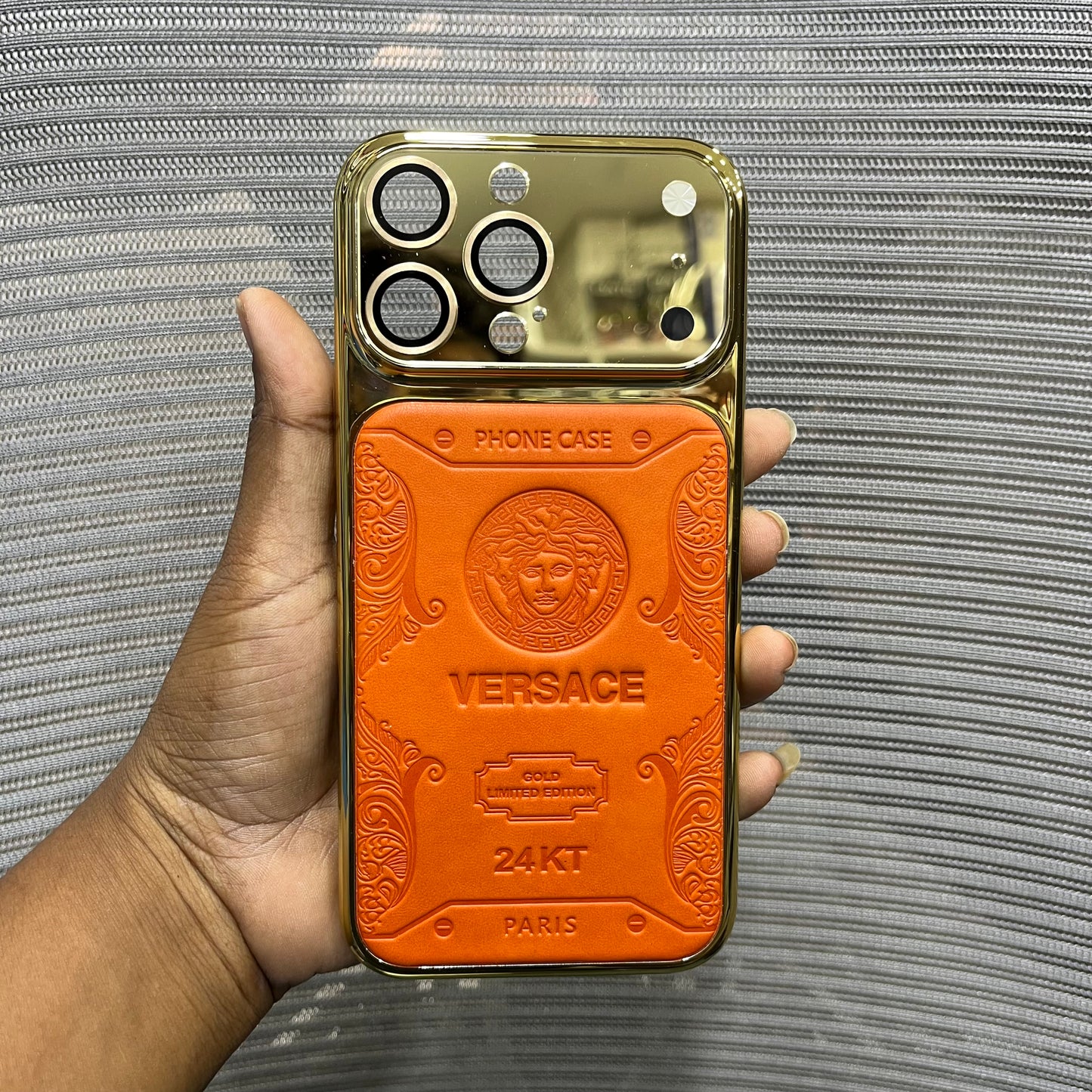 Premium Embossed Leather Logo iPhone 16 Pro Case