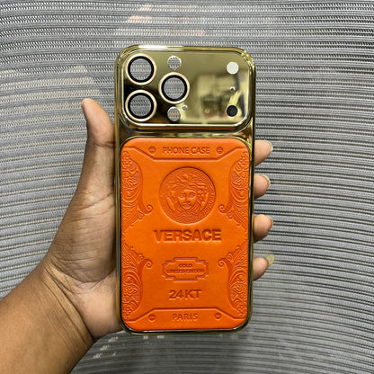 Premium Embossed Leather Logo iPhone 16 Pro Case
