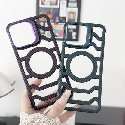 Slim Fit Carbon Fibre Magsafe Case with Stand for iPhone