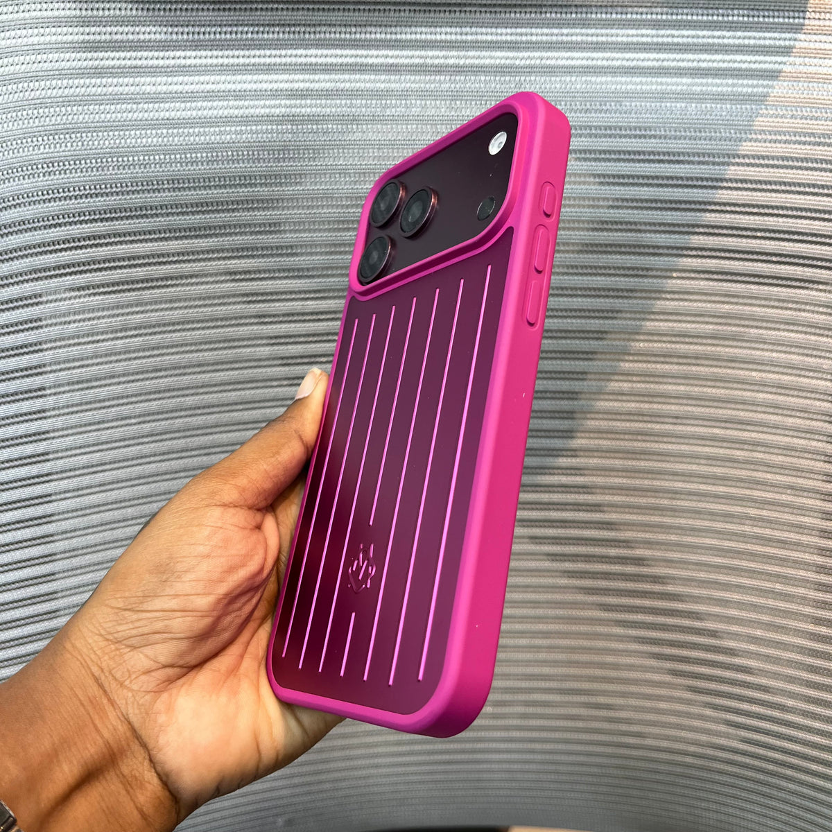 Premium Stripe Metal Finish Silicone iPhone Case