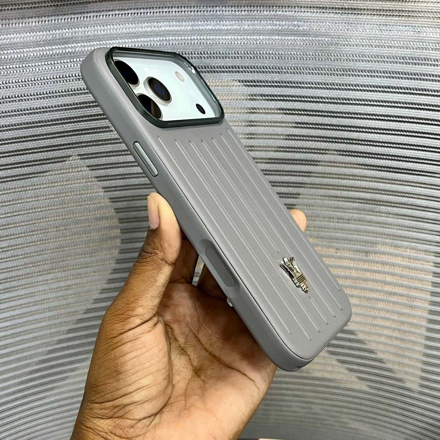 Premium Stripe Leather Logo iPhone 17 Series Case