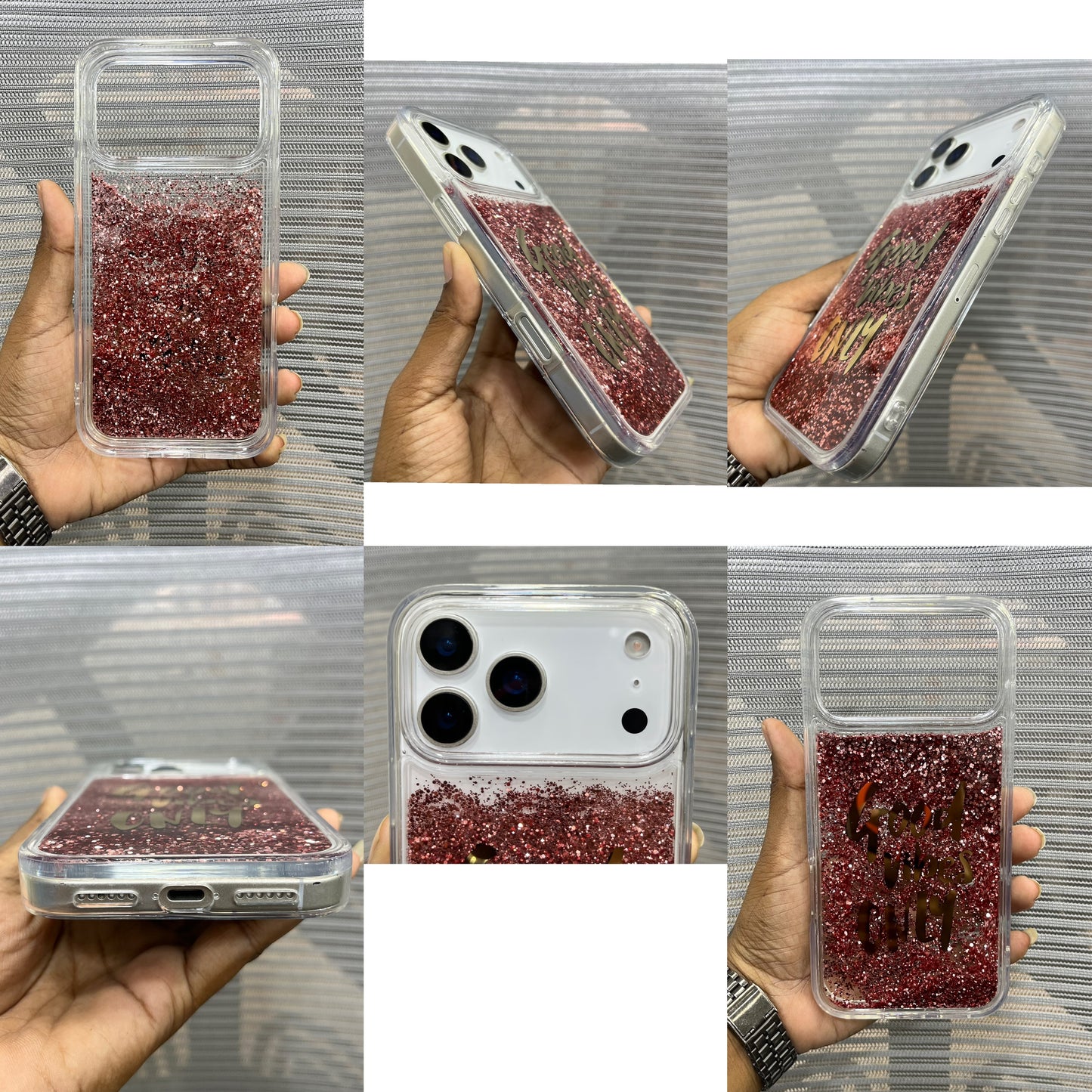 Good Vibes Only Liquid Glitter iPhone 17 Pro Case