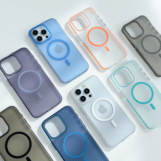 Slim Fit Hard MagSafe iPhone Case with Embossed Stripes