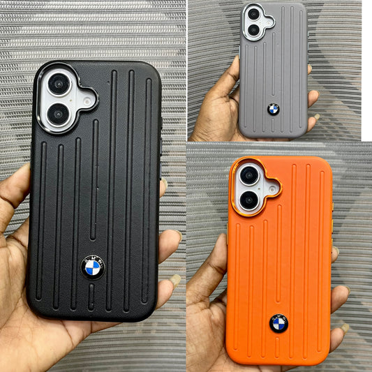 Stripe Leather Car Logo iPhone 17 Case