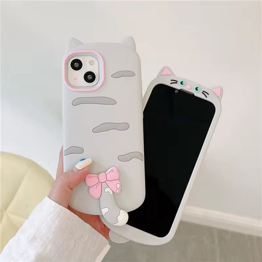 Silicone Fancy Kitty Case for iPhone 14 & 15 Series