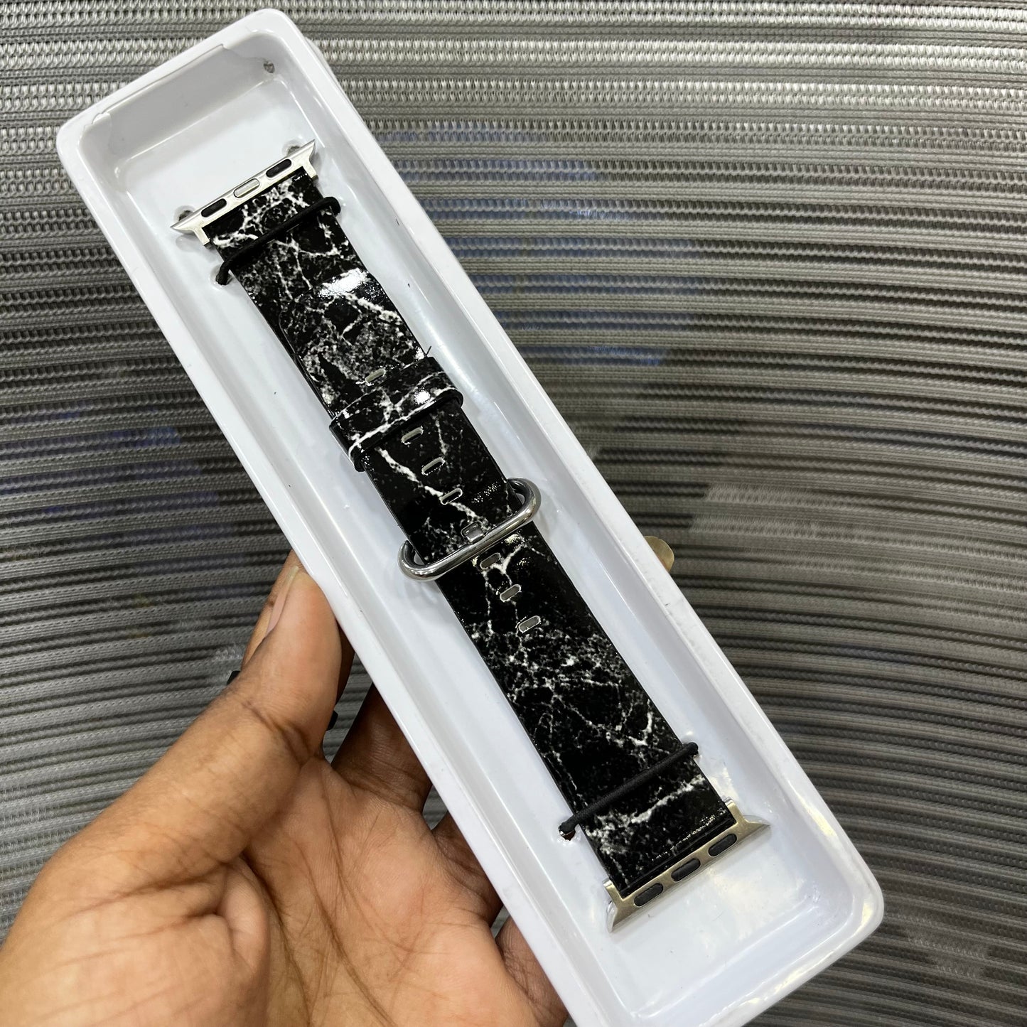 Gloss Marble Leather-Finish iWatch Strap