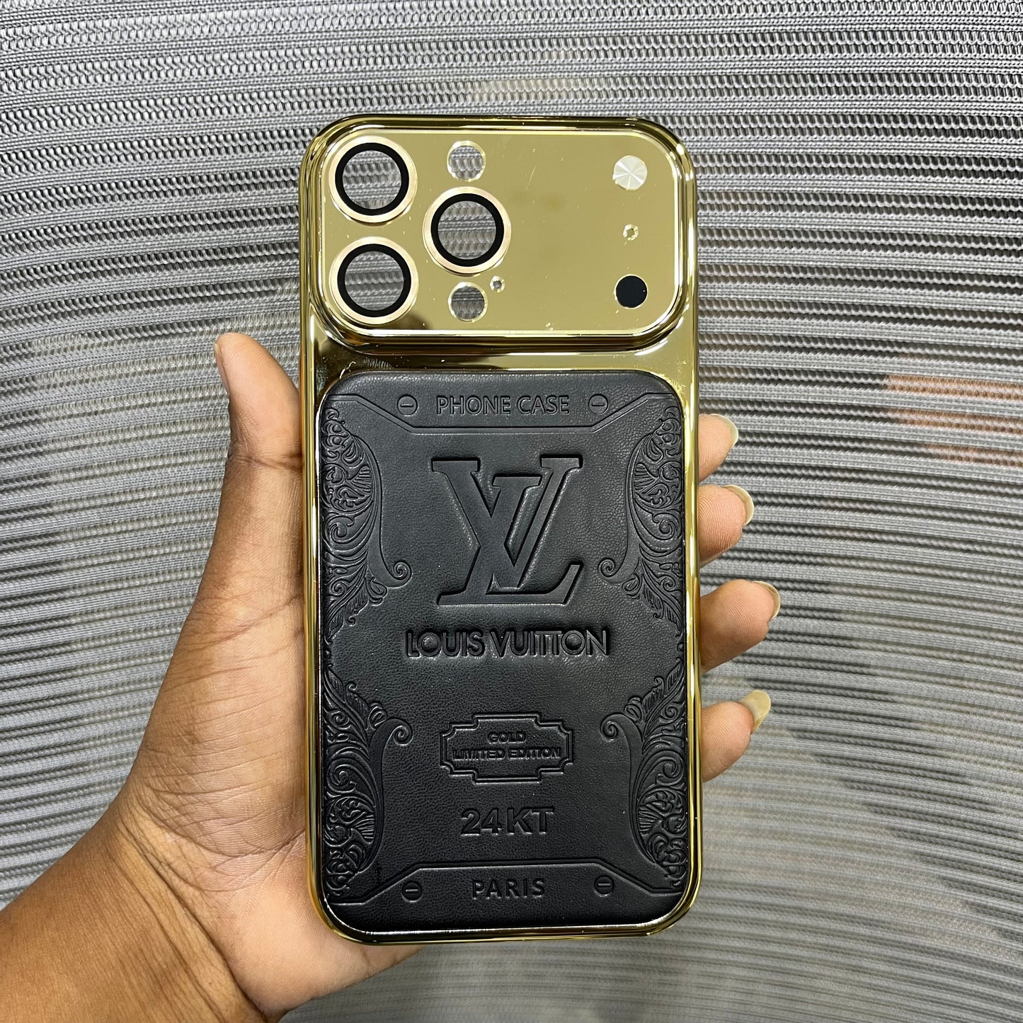 Premium Embossed Leather Logo iPhone 16 Pro Case