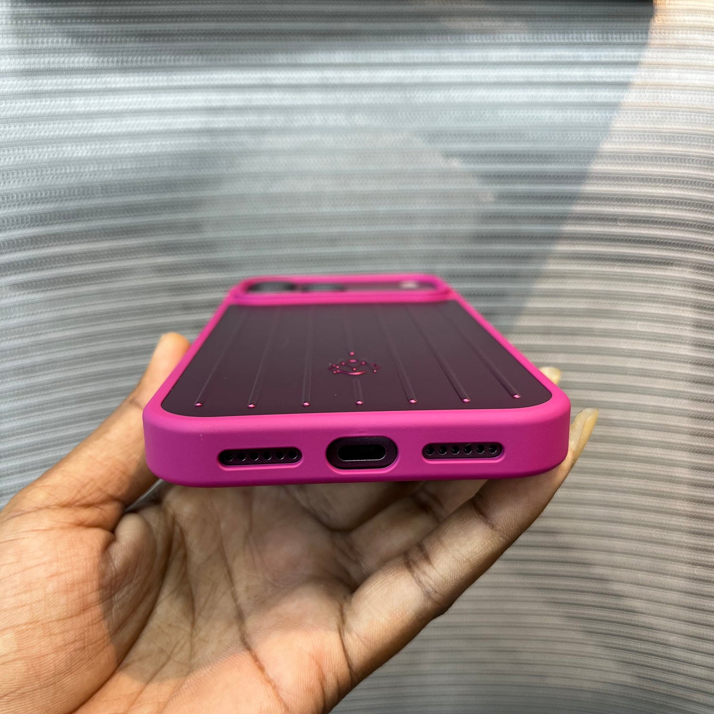 Premium Stripe Metal Finish Silicone iPhone Case
