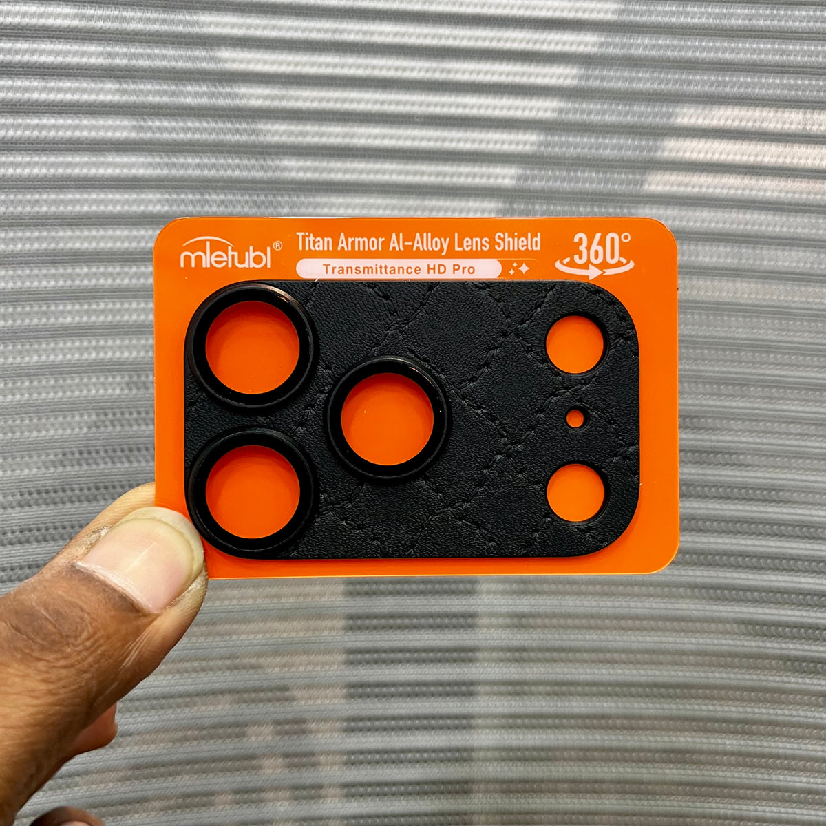 Leather Embossed Camera Plate with Lens for iPhone