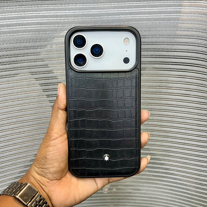 Embossed Leather Logo iPhone 17 Pro Max Case