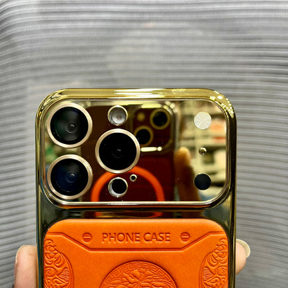Premium Embossed Leather Logo iPhone 16 Pro Case