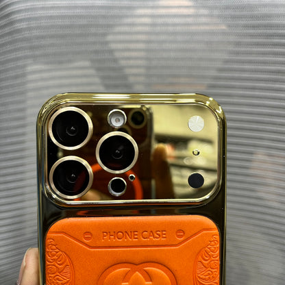 Premium Embossed Leather Logo iPhone 16 Pro Max Case