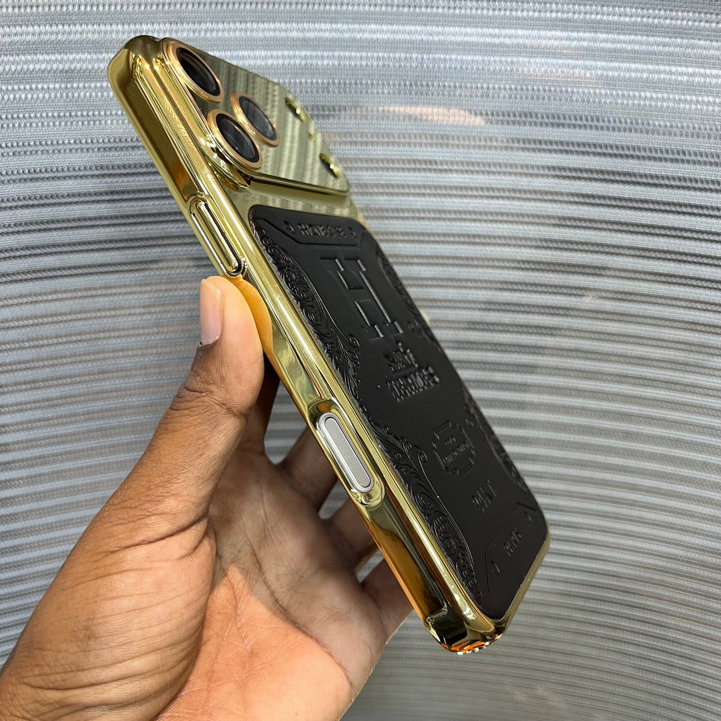 Premium Embossed Leather Logo iPhone 17 Pro Case
