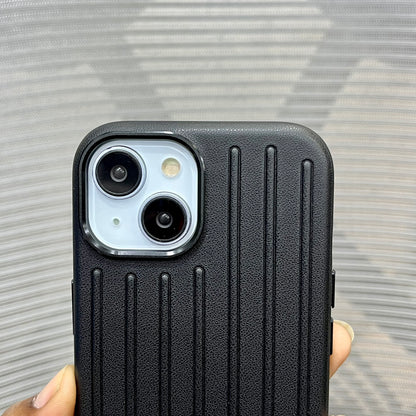 Premium Stripe Leather Logo iPhone 15 Series Case