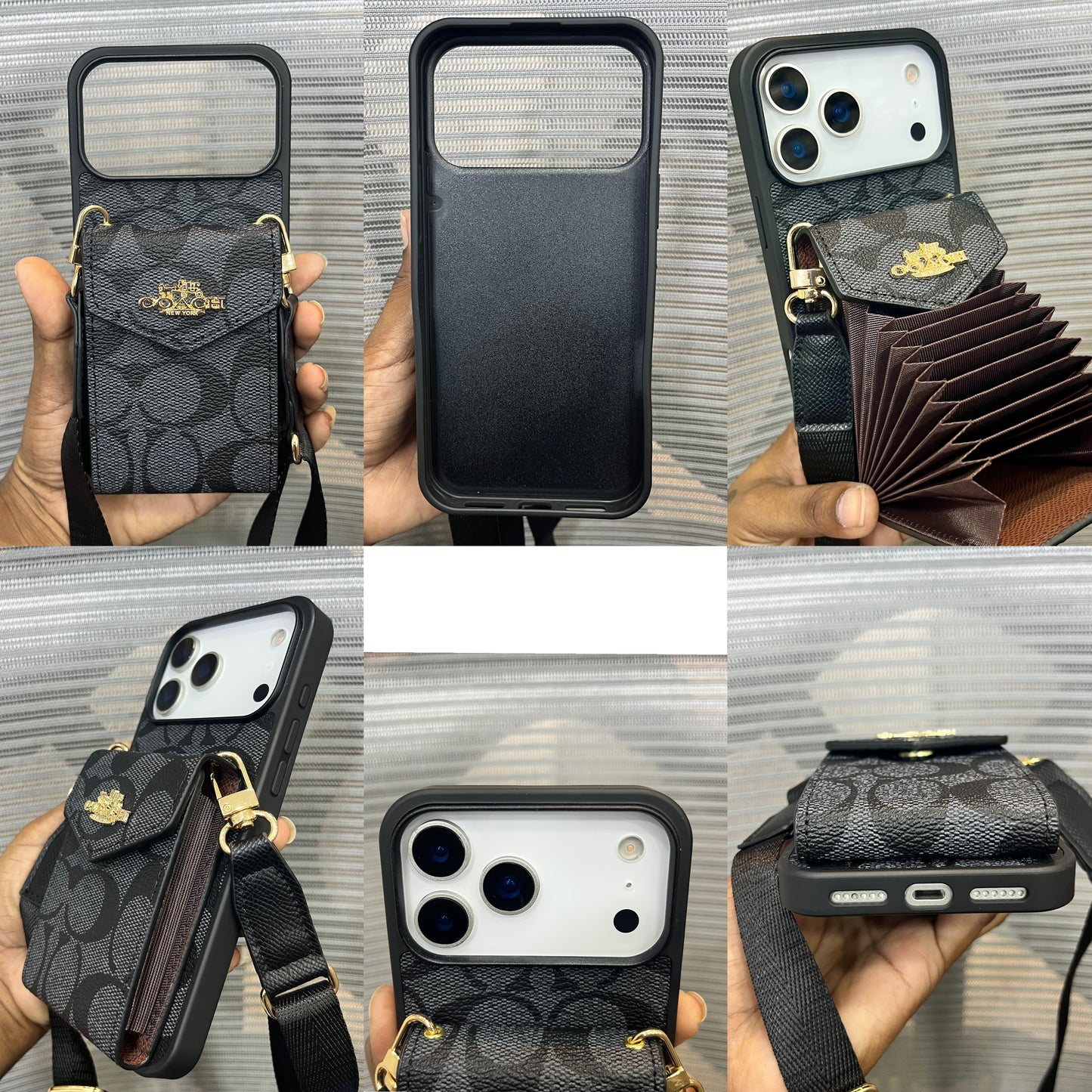 Premium Leather Logo Sling Wallet iPhone 17 Pro Case