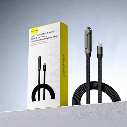 FlexCharge 240W Rotating Type-C Cable with Stand