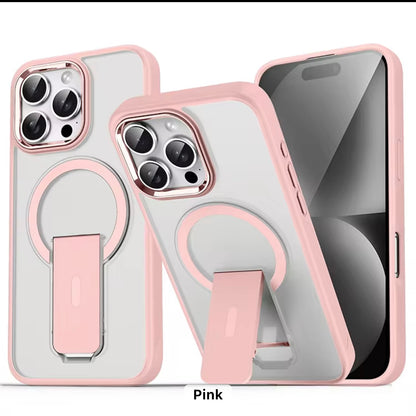 Protective Matte Tinted Magsafe Color Border Case with Stand for iPhone