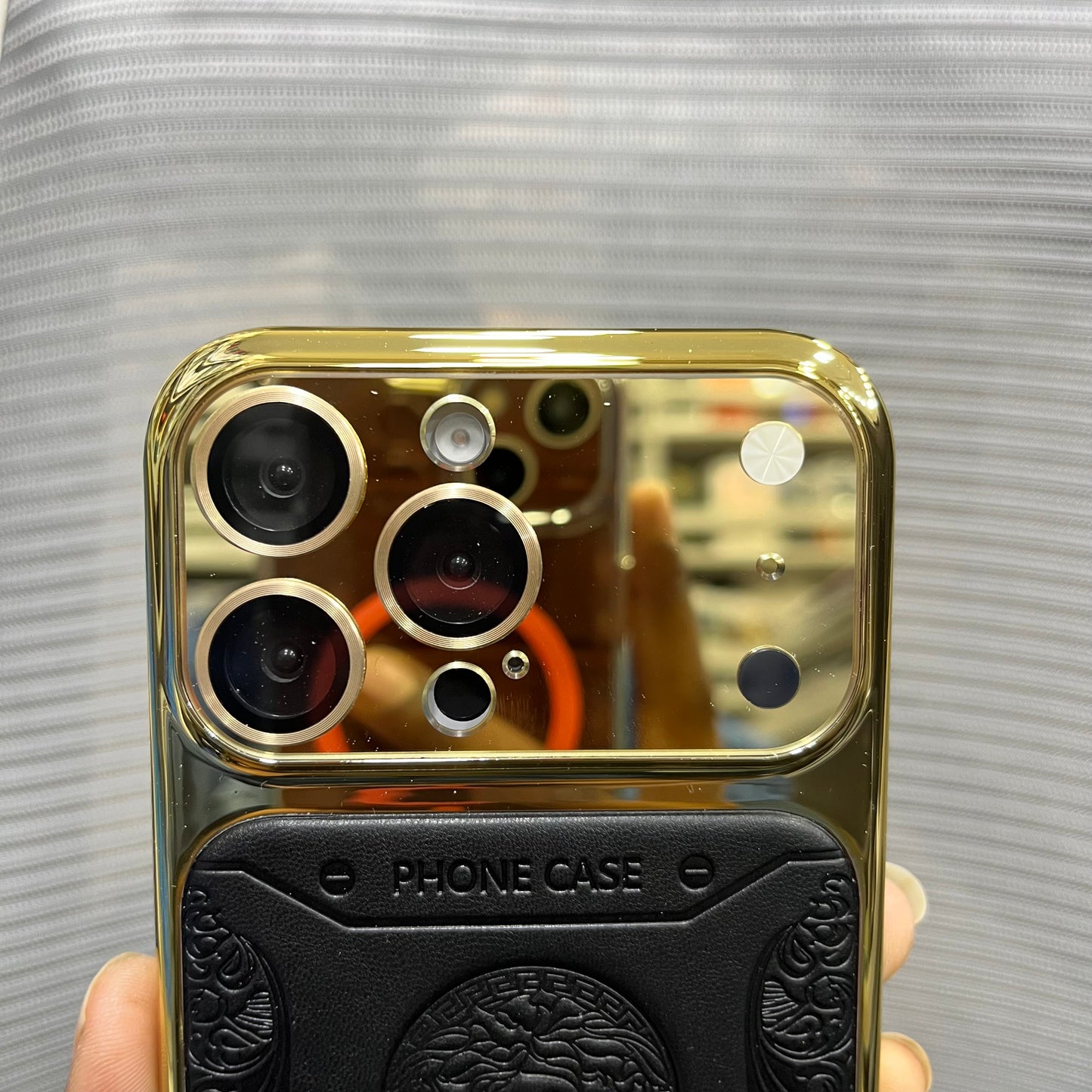 Premium Embossed Leather Logo iPhone 16 Pro Case