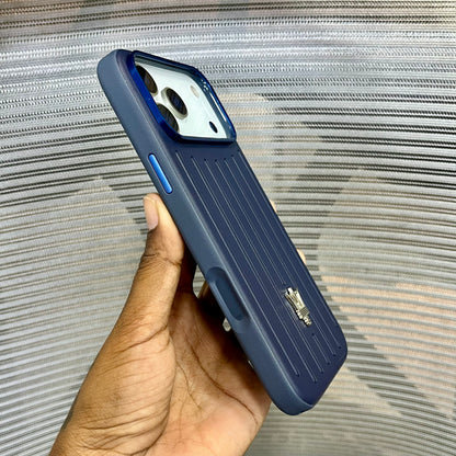 Premium Stripe Leather Logo iPhone 17 Series Case