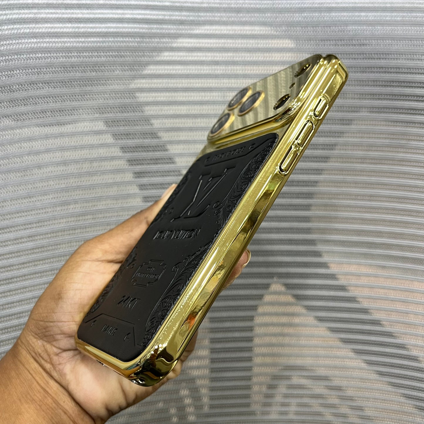Premium Embossed Leather Logo iPhone 17 Pro Case
