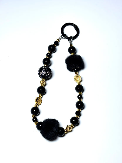Black Bling Phone Charm Strap