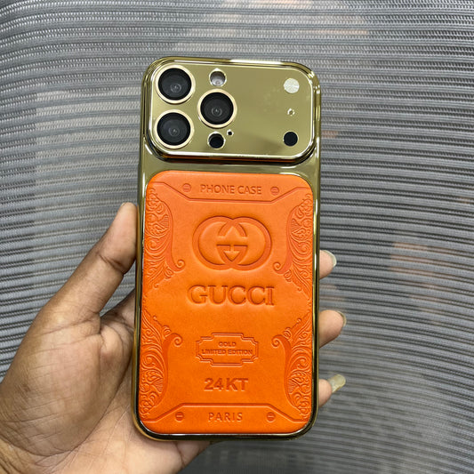 Premium Embossed Leather Logo iPhone 16 Pro Case