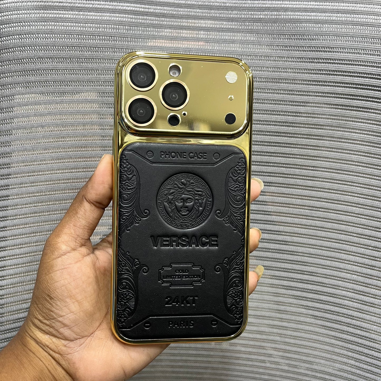 Premium Embossed Leather Logo iPhone 16 Pro Case