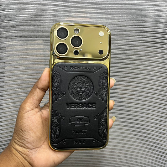 Premium Embossed Leather Logo iPhone 16 Pro Case