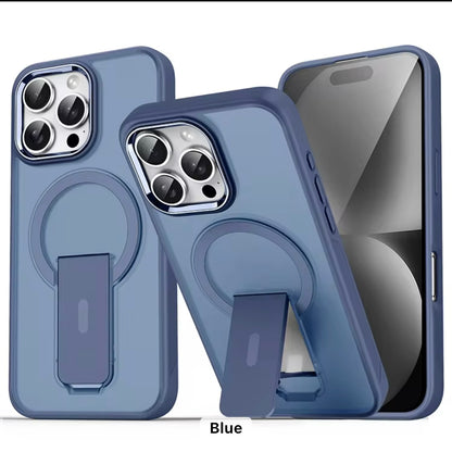 Protective Matte Tinted Magsafe Color Border Case with Stand for iPhone