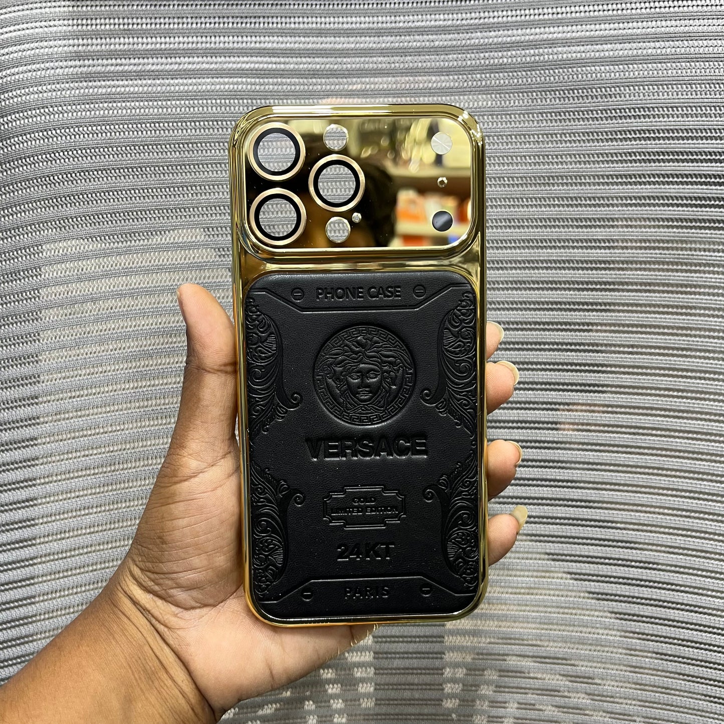 Premium Embossed Leather Logo iPhone 16 Pro Case
