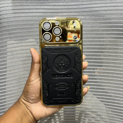 Premium Embossed Leather Logo iPhone 16 Pro Case