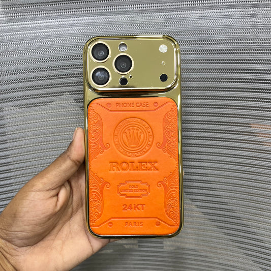 Premium Embossed Leather Logo iPhone 16 Pro Max Case