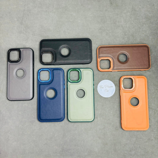 Stitched Leather Case with Logo Cut Case for iPhone