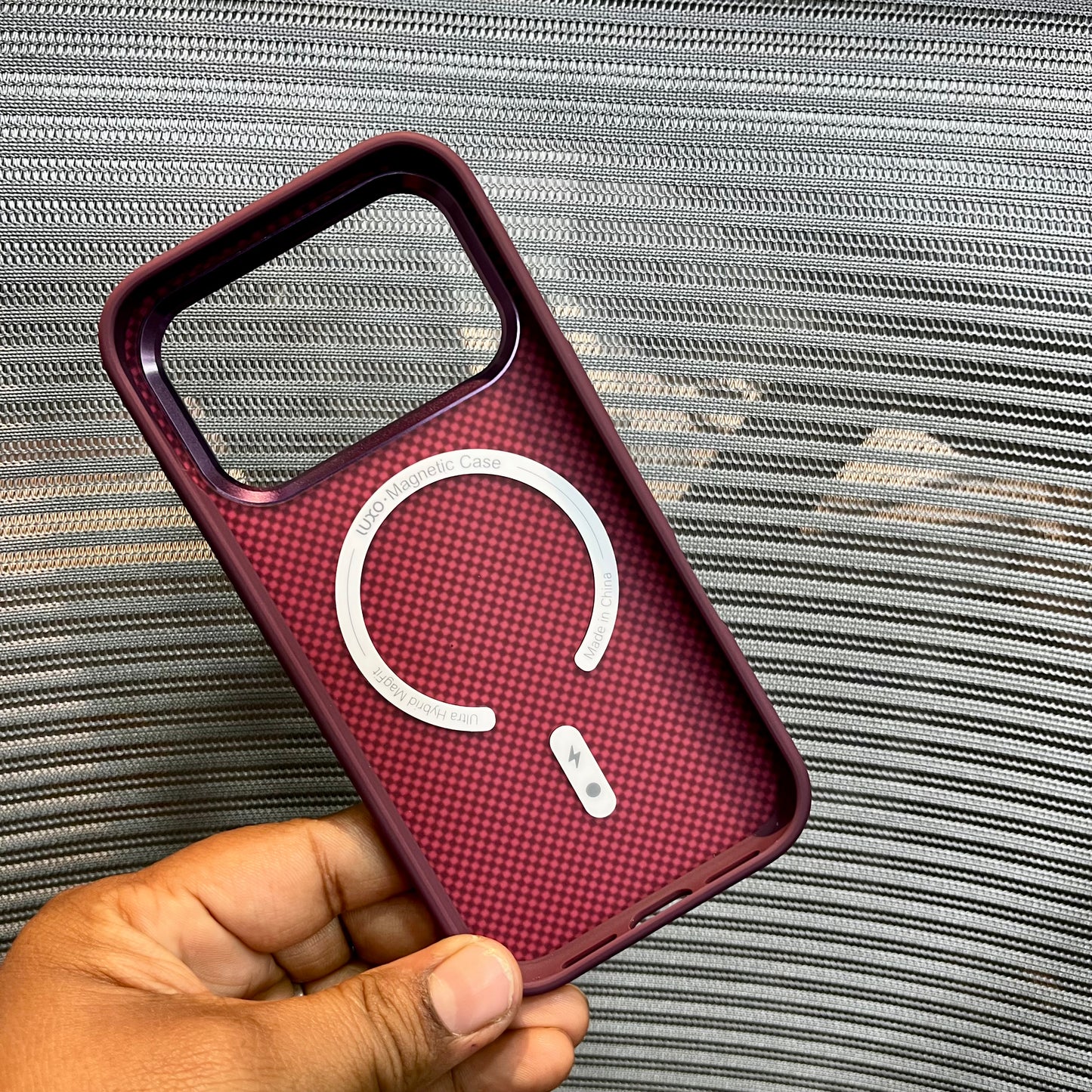 Carbon Fiber Tartan Grid Embossed iPhone Case