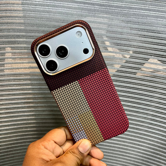 Carbon Fiber Tartan Grid Embossed iPhone Case