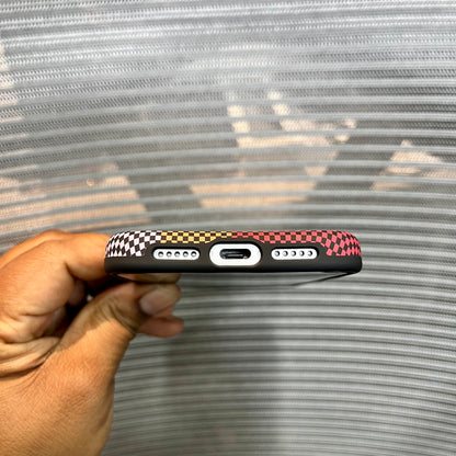Carbon Fiber Tartan Grid Embossed iPhone Case