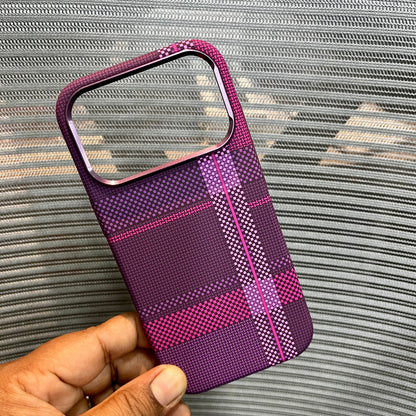 Carbon Fiber Tartan Grid Embossed iPhone Case
